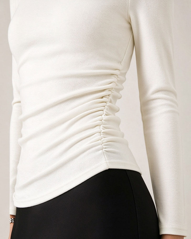 Topp Halv Turtleneck Side Rynket Base