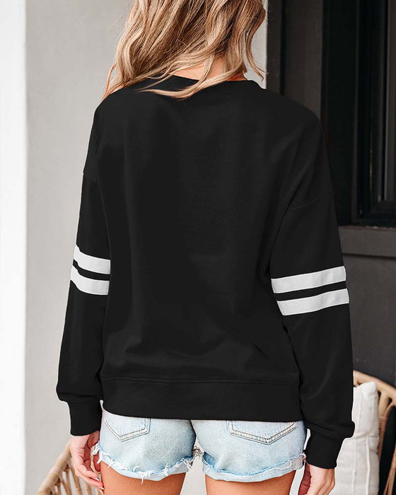 Fargeblokkert Langermet Rundhalset Sweatshirt