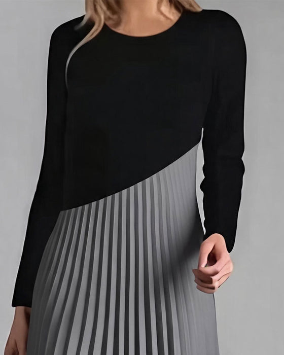 Kjole Patchwork Plissert Midi