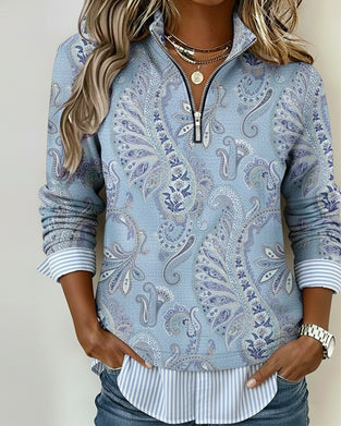 Genser Cashew Blomst Halv Glidelås Krage