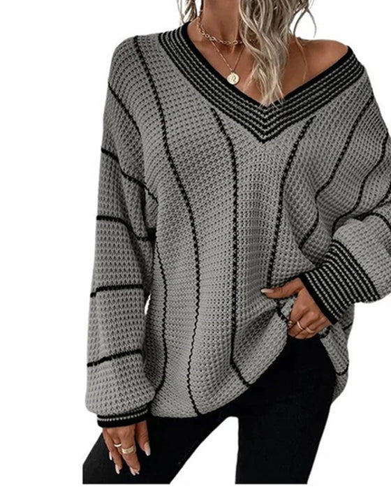Pullover Genser Avslappnet Loose Fit Stripe