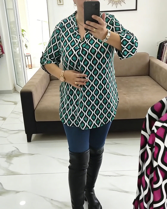 Skjorte Trykt Geometrisk V-hals