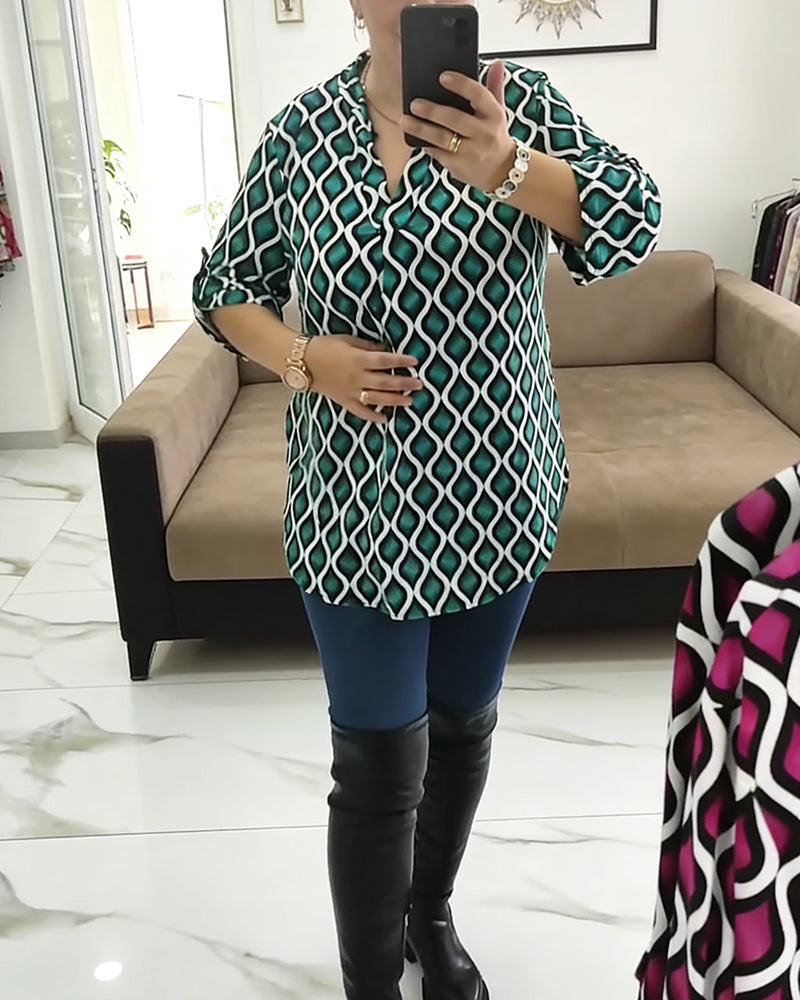 Skjorte Trykt Geometrisk V-hals