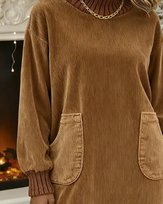 Retro Kjole Med Høy Hals Og Lange Ermer