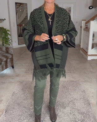 Langermet cardigan med leopardmønster