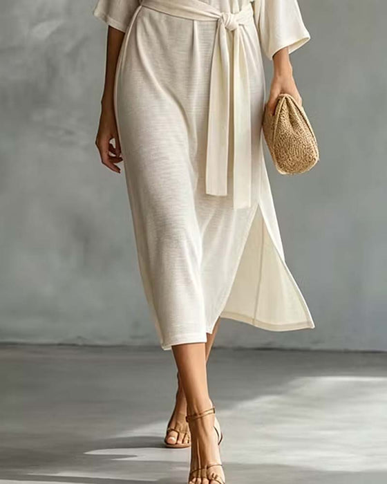 Kjole Off-Shoulder Knyting Splitt