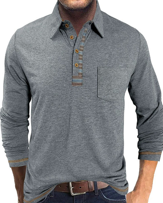 Bluse Menn Knapp Jakkeslag Polo