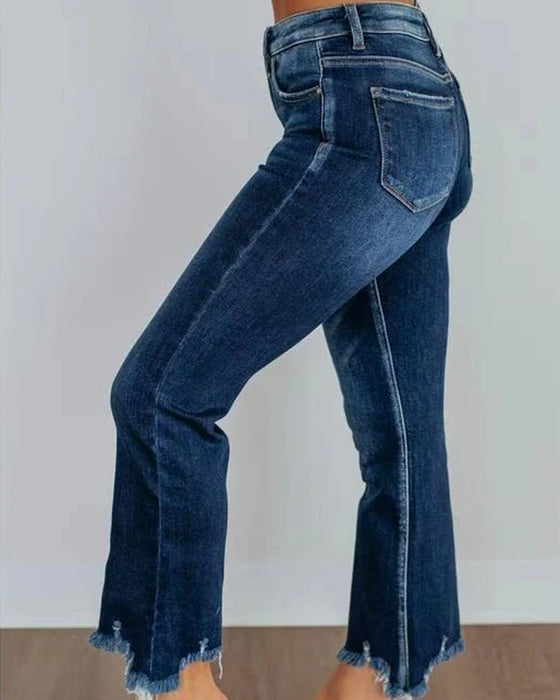 Jeans Hofteløftende Utsvingte Cropped
