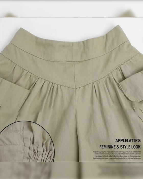 Shorts Løse Høy Midje Slankende