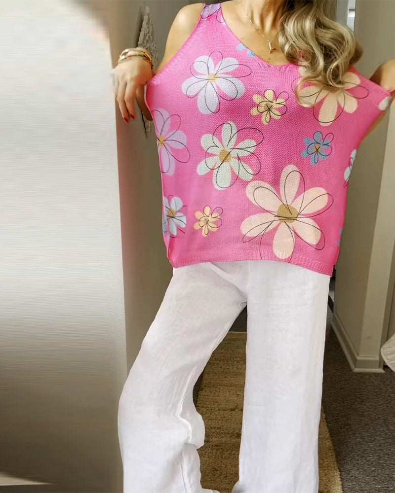 Ermeløs Blomstrete Genser Uten Lukking