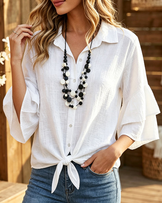 Bluse Skjorte Krage Ruffle Slips