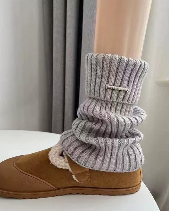 Kvinners Basic Ensfargede Benvarmere Med Metallmerke, Minimalistisk Damemote