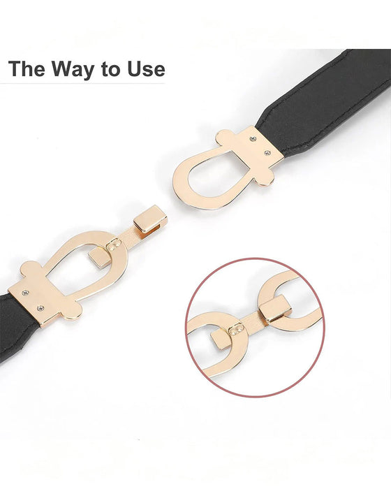 Kvinner Stretch Midjebelte Retro Elastisk Smalt Belte For Damer Med Gullspenne