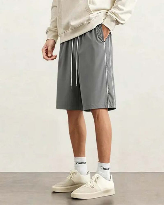 Shorts Dobbel Hvit Stripe Knelang Casual
