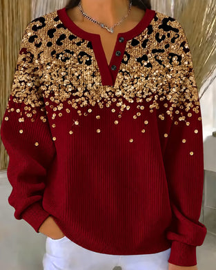 Sweatshirt Leopard Trykk Mote Avslappet