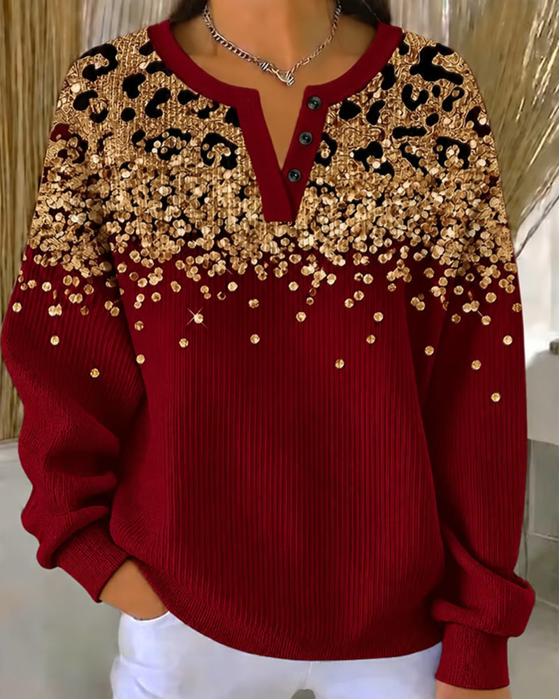 Sweatshirt Leopard Trykk Mote Avslappet