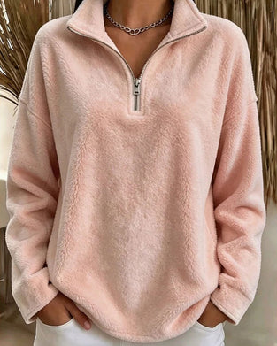 Sweatshirt Glidelås Liten Stående Krage Pullover