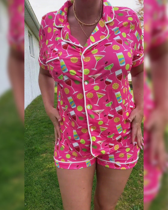 Todelte Sett Vinflaske Trykk Casual