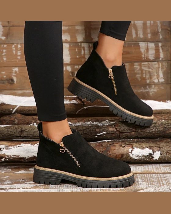 🔥Høst- Og Vintergodterier🔥Dame Støvler Med Rund Tå Og Glidelås I Siden