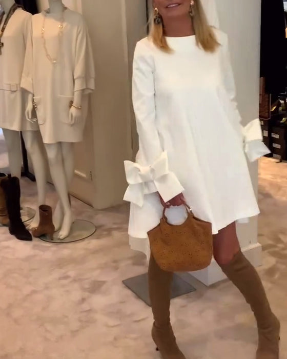 Kjole Modig Rund Hals Sløyfe Erm