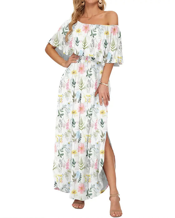 Kjole Elegant Blekkvask Blomstret Maxi