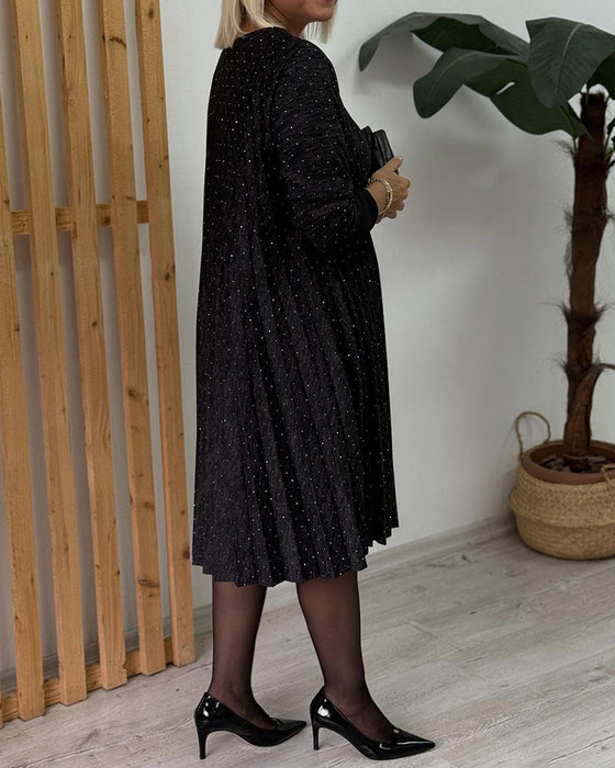 Kjole Rund Hals Glitrende Plissert Mote