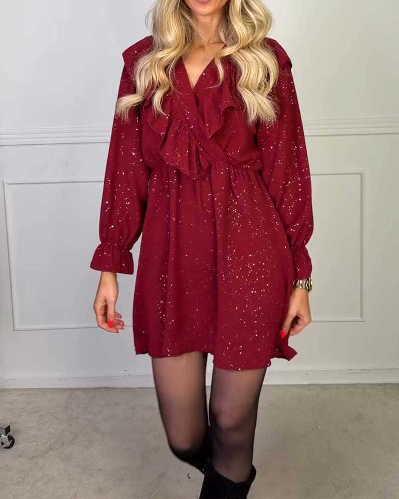 Stilfull Kjole Med V-Hals I Ensfarget