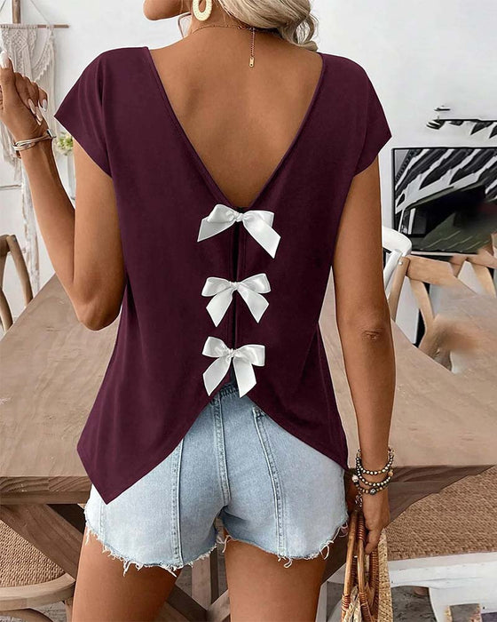 T-Skjorte V-Hals Rygg Sløyfe