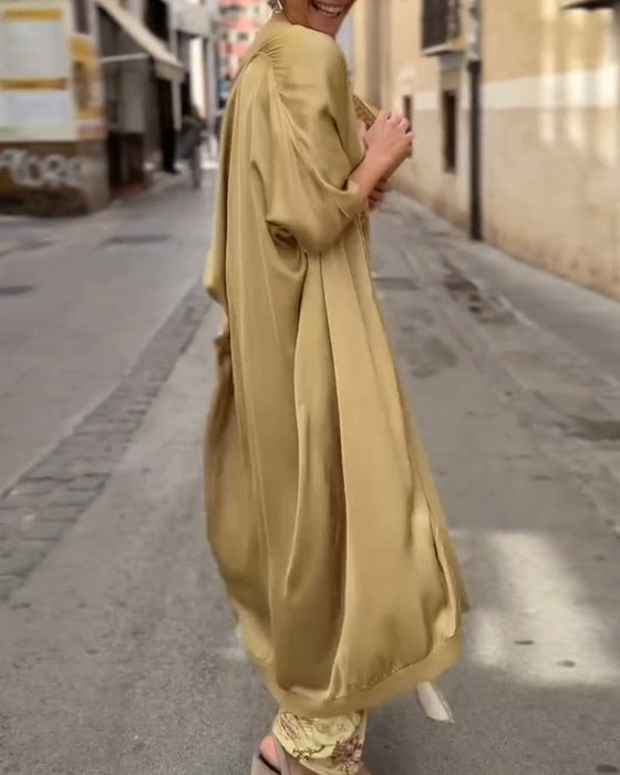 Sett Ermeløs Maxi Kjole + Matchende Cardigan