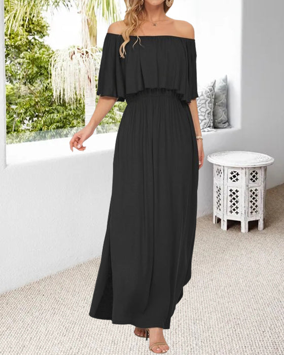 Kjole Off-Shoulder Ruffle Spalte