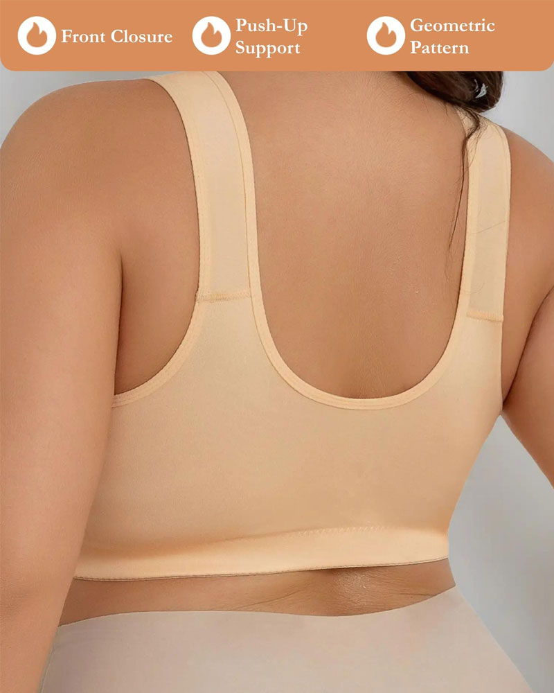 Frontlukking Trådløs Chic Geometrisk Trykk Bralette