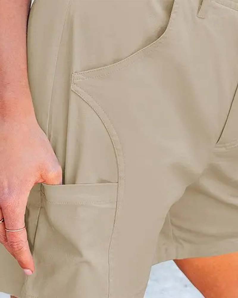 Shorts Med Lommeknapp Ensfarget