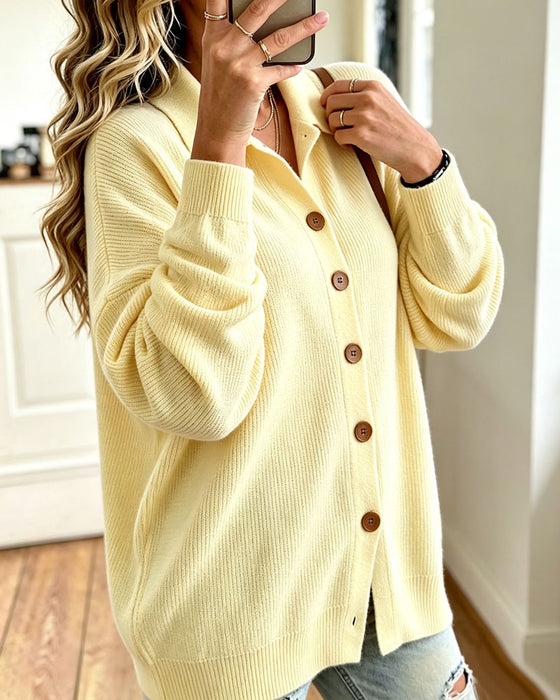 Cardigan Jakkeslag Knappet Nedfelt Erme
