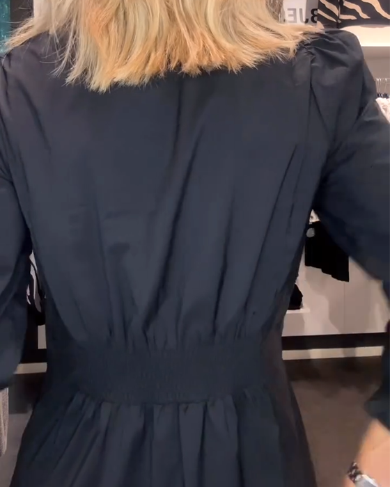 A-Linjekjole Med Pufferm Og Markert Midje