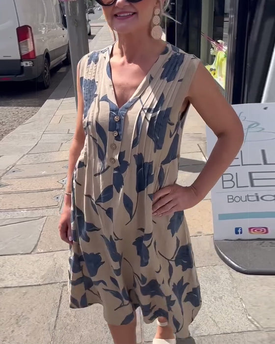 Kjole V-Hals Ermeløs Trykt