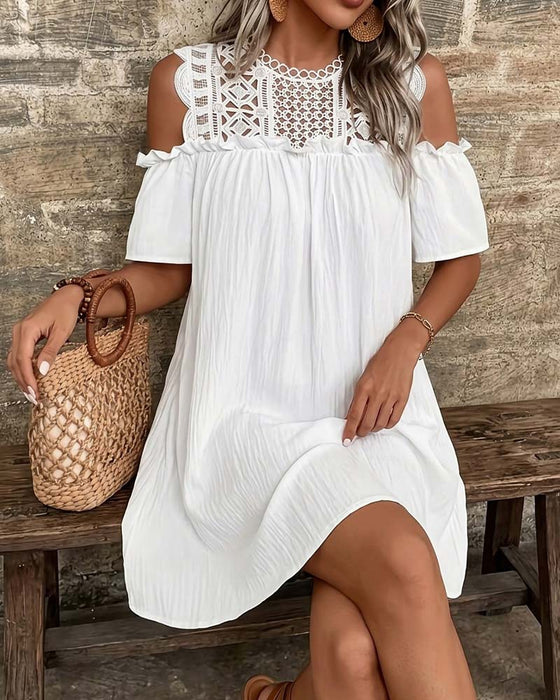 Kjole Utskjæring Off-Shoulder Kort