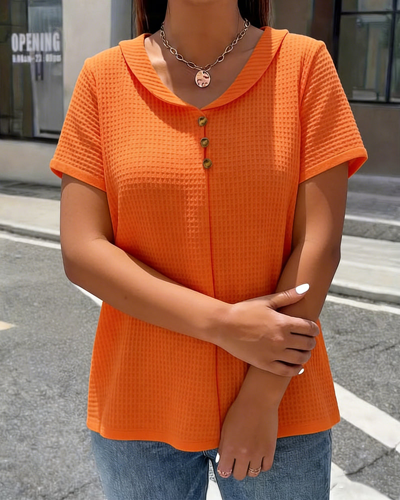 Topp Vaffelstrikket V-hals Kortermet