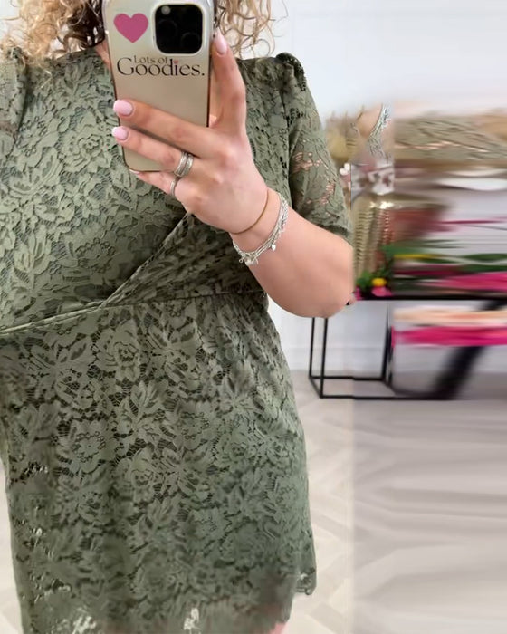 Kjole V-Hals Blonde Kortermet