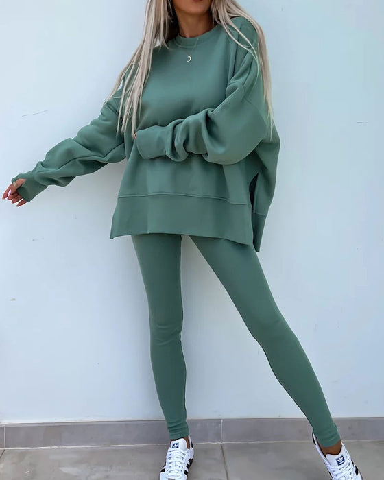 Sett Slim Bukse Løs Sweatshirt