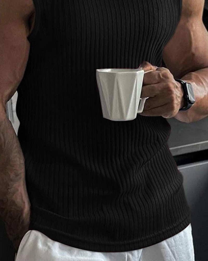Herrer Tanktopp Ensfarget Sport Avslappnet