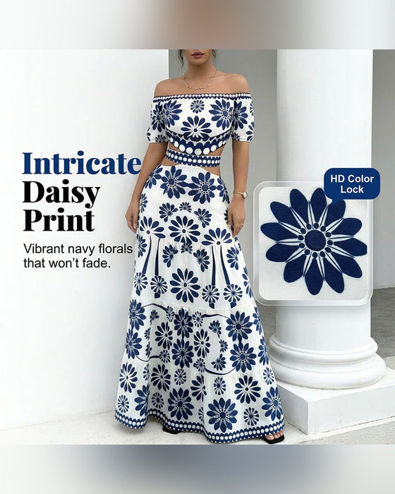 Kjole Off-Shoulder Blomstrende Utskåret