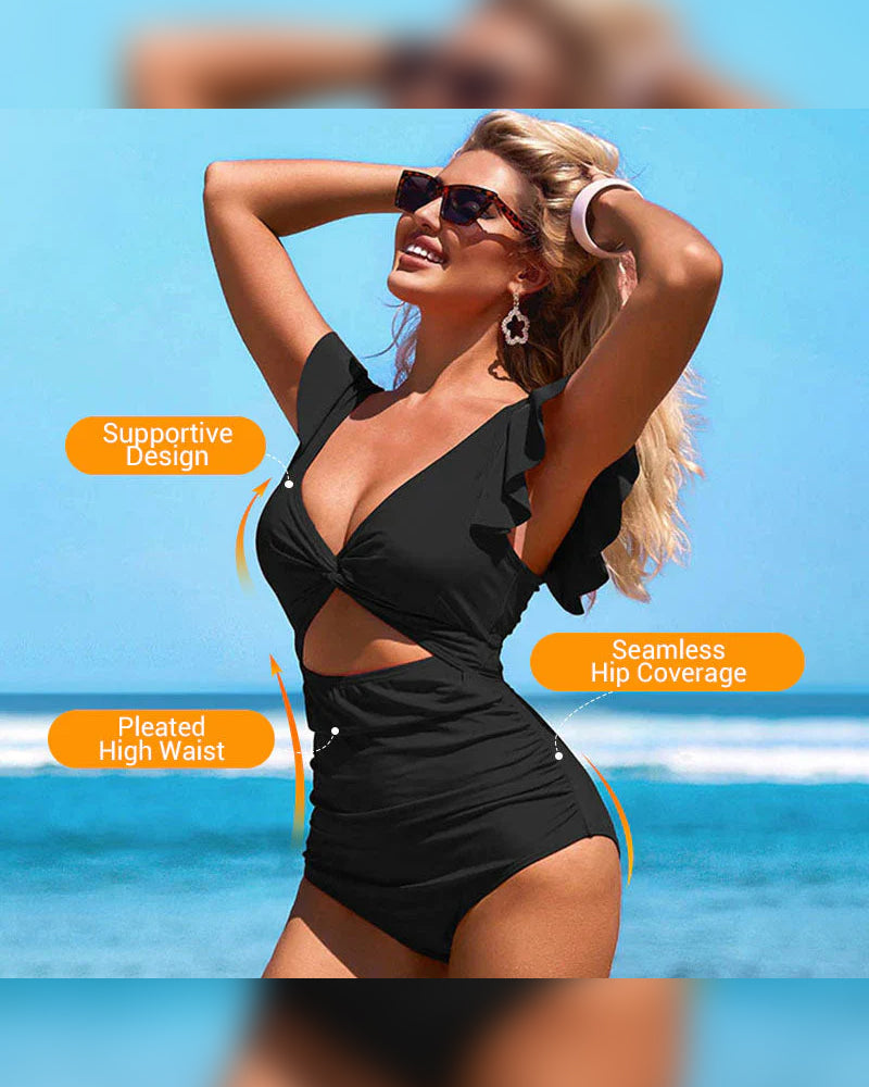 Sexy Rysj Ett Stykke Badedrakt – Rysjedetalj, Magekontroll & Levende Farger