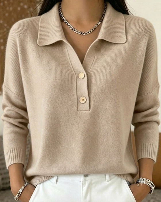 Pullover Halvknapp Knapp Casual