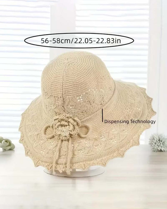 Lue Dame Heklet Blomst Fiskehue