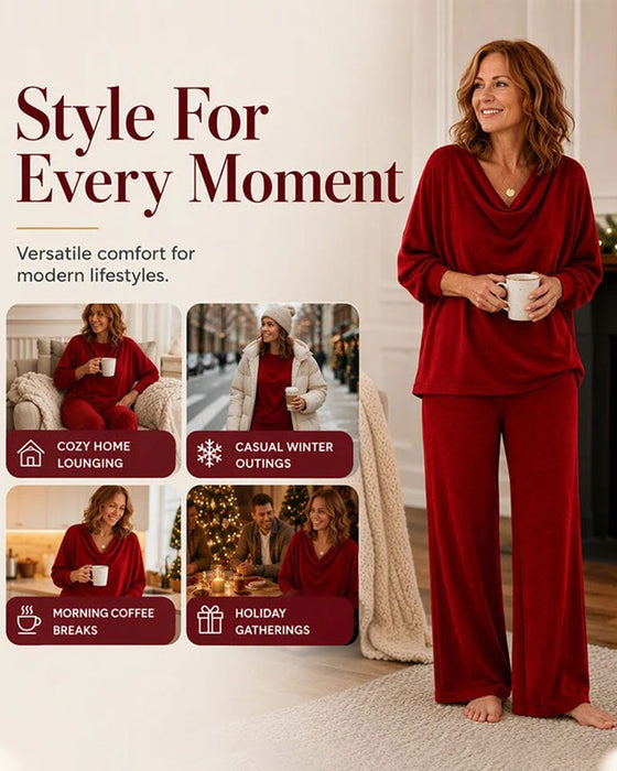 Sett Drapert Mock Hals Solid Casual