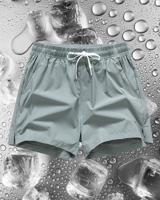 Shorts Menn Elastisk Midje Lomme Hurtigtørkende Is-Silke Sport