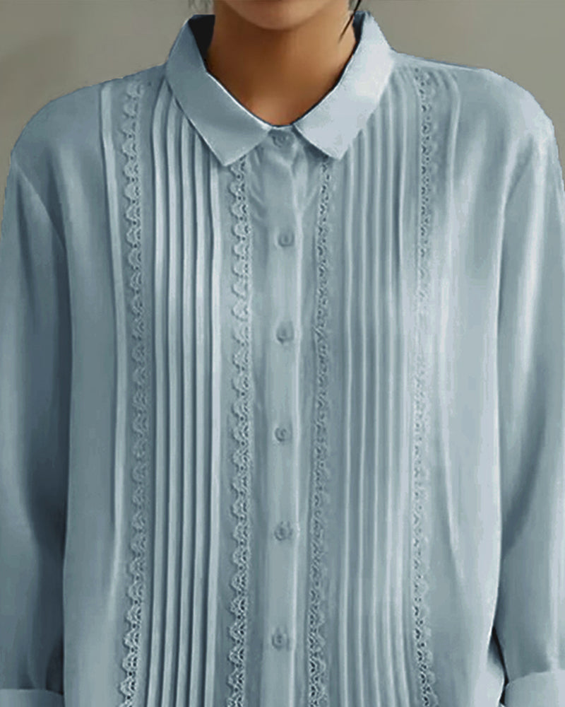 Skjorte Dukkekrage Ensfarget Langermet