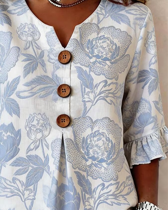 Bluse Trykt Rysj Mansjett