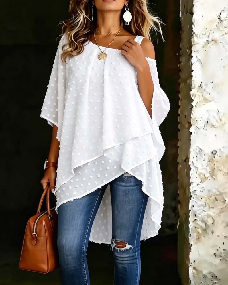 Bluse Tredimensjonal Blomstret Enskuldret