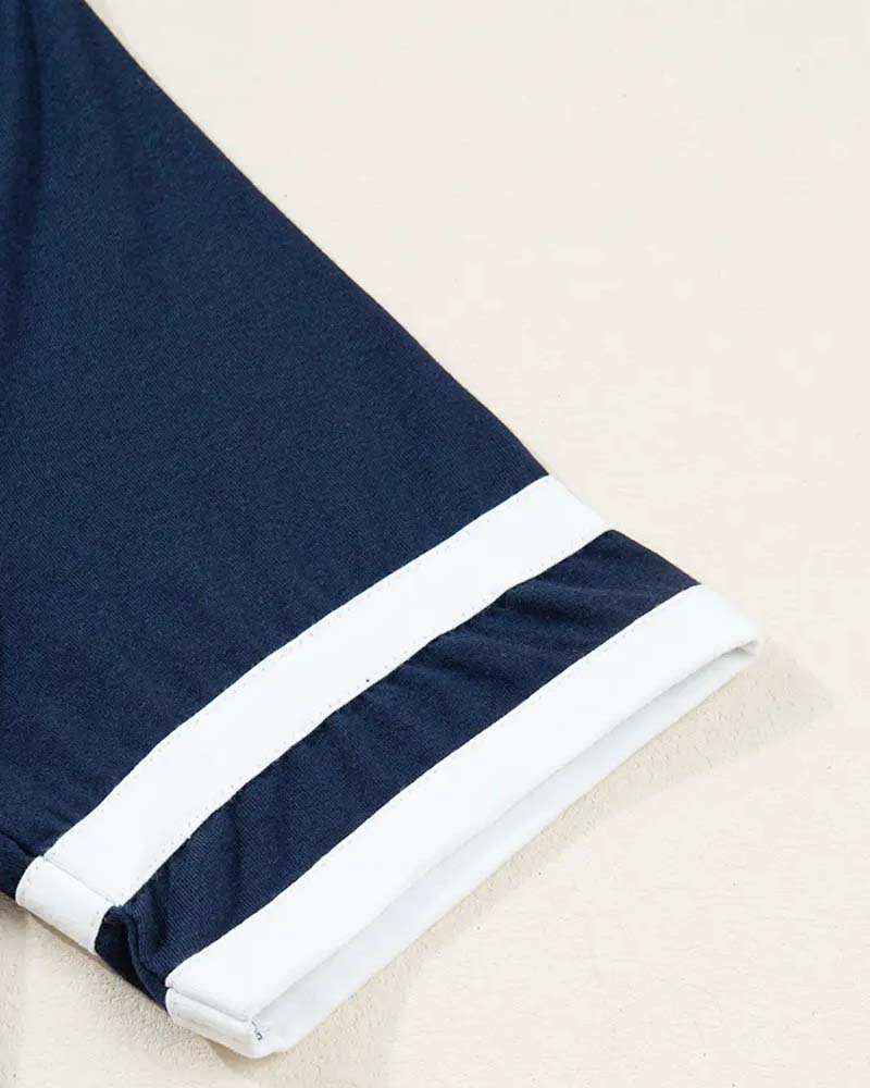 T-Skjorte Liten V-Hals Fargeblokkert